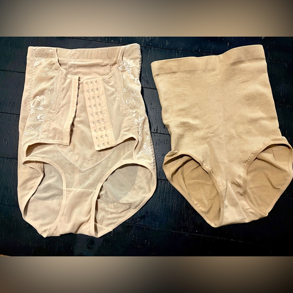 Beige Shapewear Set with Floral Details
